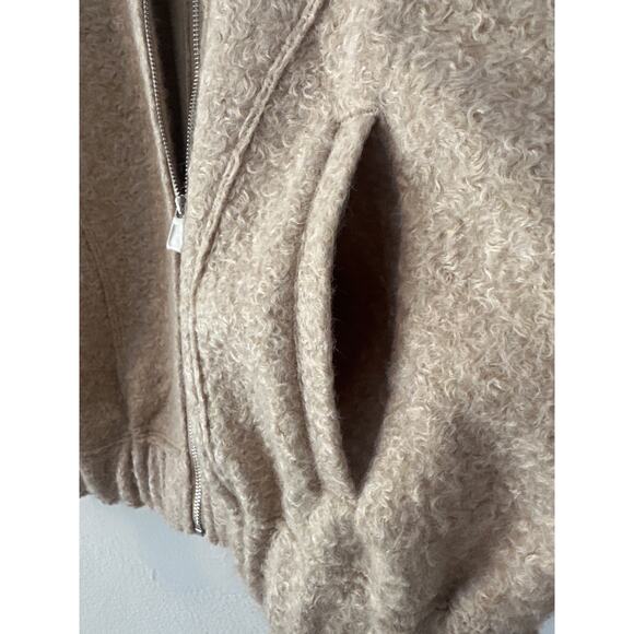 Zara OVERSIZED BOUCLE Bomber SAND Sz M-L NEW NWT - Picture 7 of 8